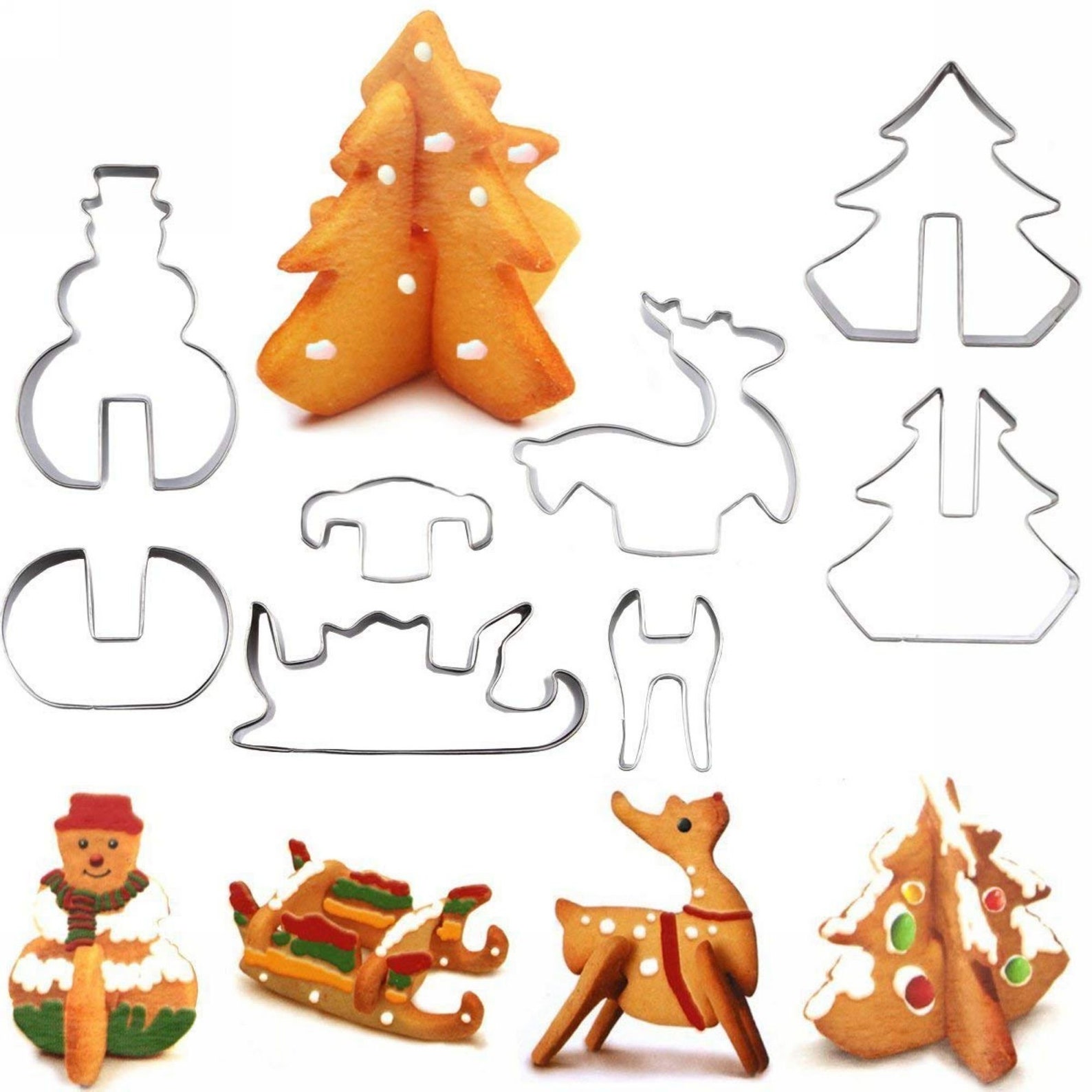3D Christmas Cookie Cutters Set 8 Piece Cookie Cutters  Etsy