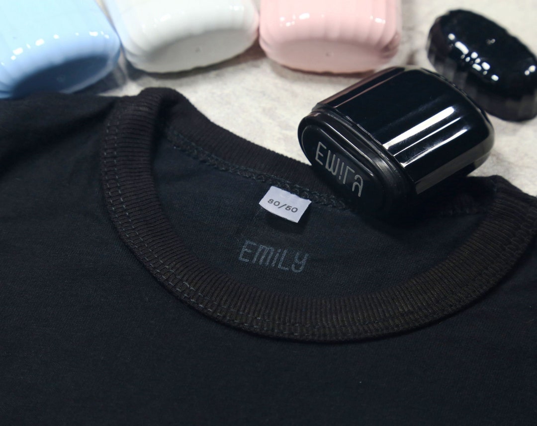 Custom White Ink Name Stamp for Dark Cotton Clothes, Clothing Label