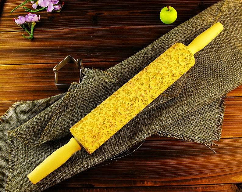 Engraved Embossing Rolling Pin Embossed Clay Roller Stamp Embosser EWRP517 Cookie House Warming Gift for Baker