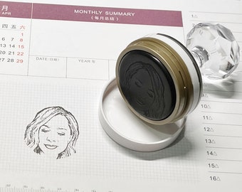 Custom Portrait Stamp: Personalized Face Stamp, Clothing Label (Dia 1.65'')