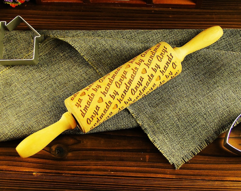 Personalized Embossing Rolling Pin Engraved Wood Rolling Pin Etsy