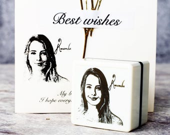 Sello de goma con retrato personalizado, regalo personalizado para profesores