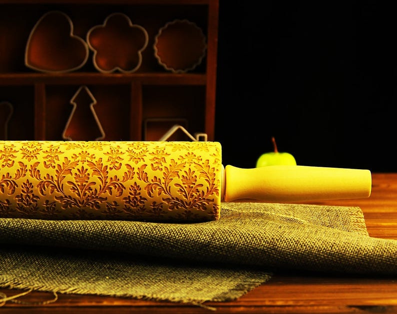 Engraved Embossing Rolling Pin Embossed Clay Roller Stamp Embosser EWRP517 Cookie House Warming Gift for Baker
