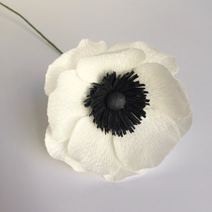Crepe Paper Anemone, White, Single Stem, Paper Flowers, Wedding, Bridal, Events, Home Decor, Gifts