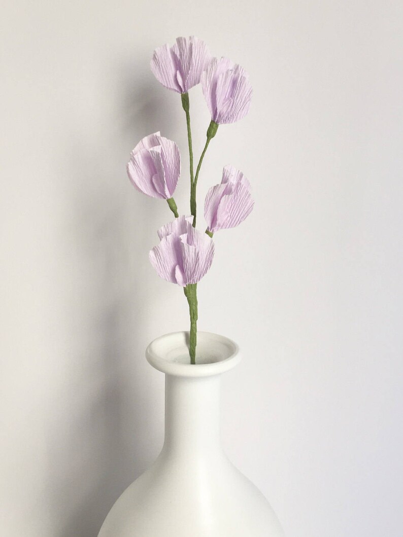 Crepe Paper Sweet Pea Lilac Single Stem Paper Flowers Etsy