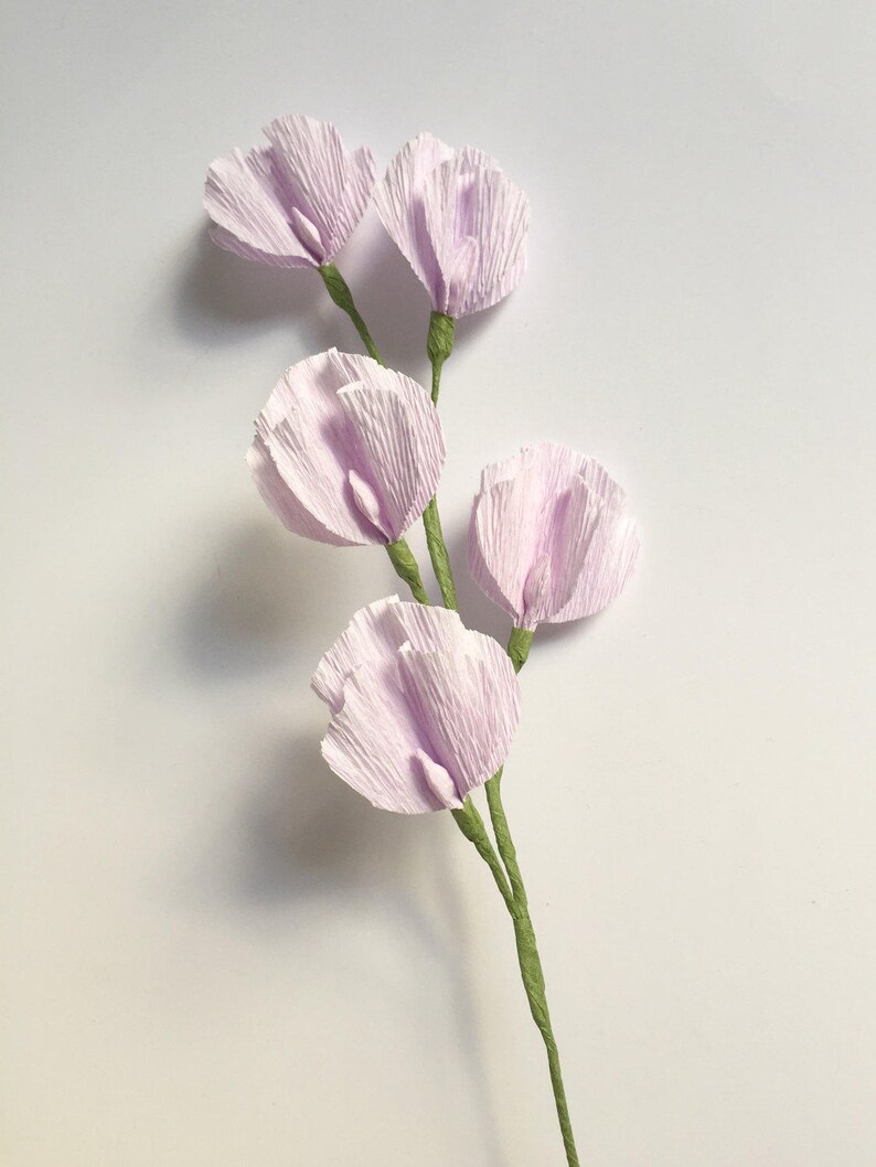 Crepe Paper Sweet Pea Lilac Single Stem Paper Flowers Etsy