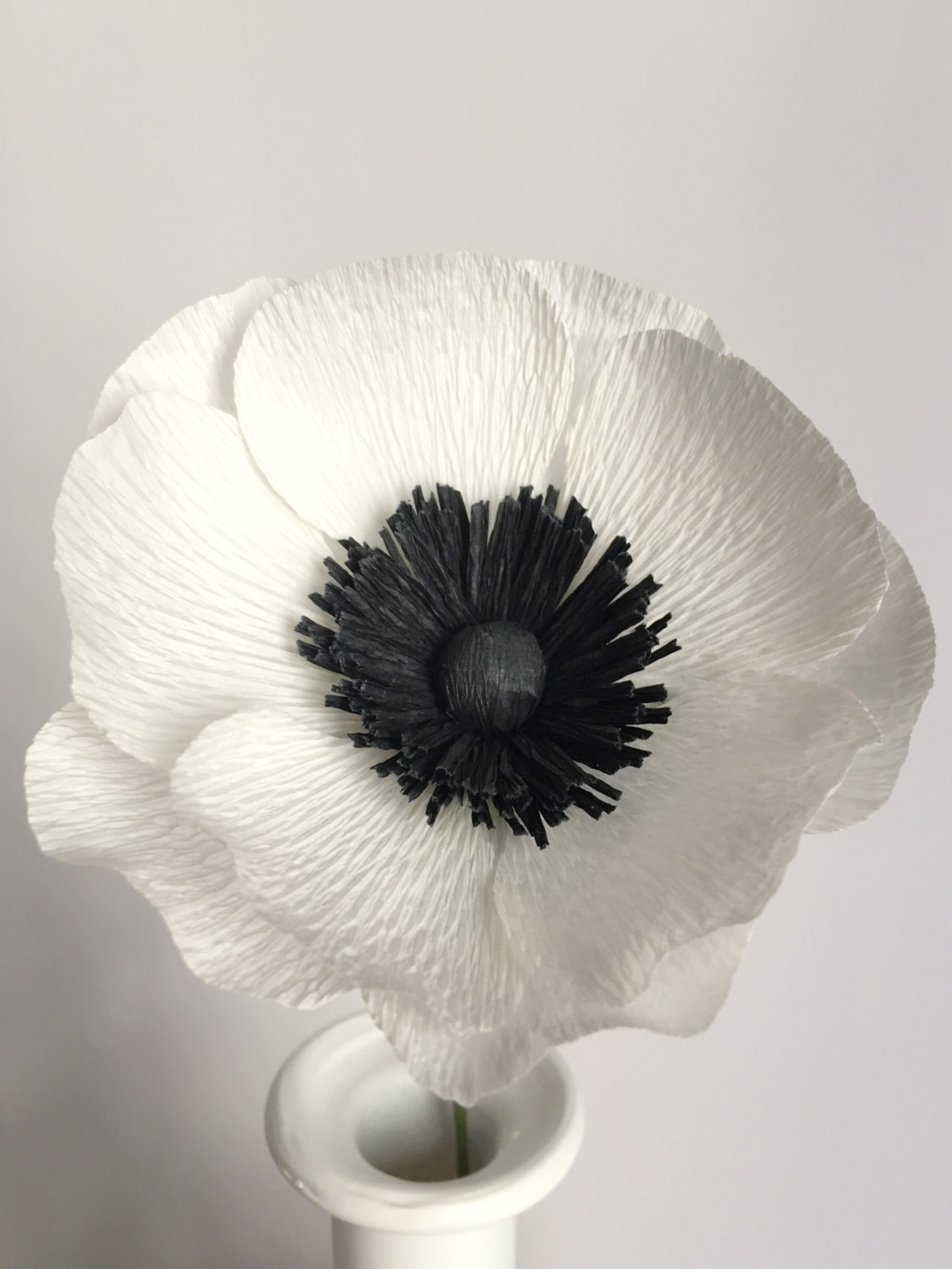 Crepe Paper Anemone White Single Stem Paper Flowers Etsy