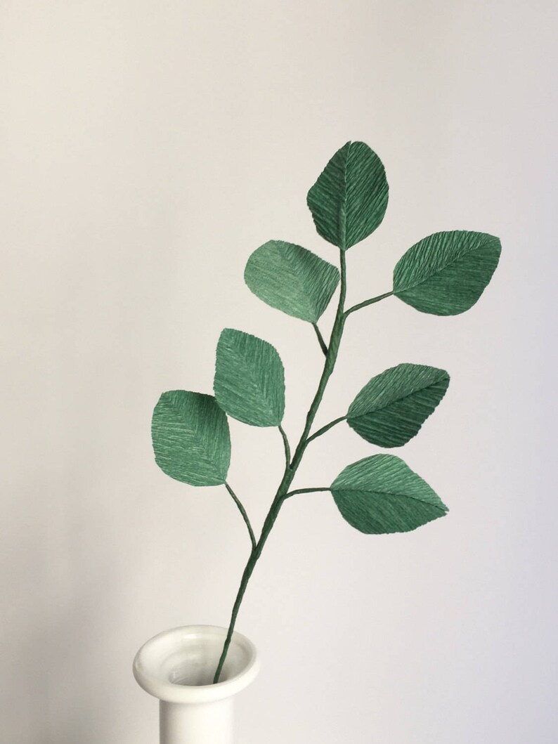 Crepe Paper Silver Dollar Eucalyptus Single Stem Leaves Etsy