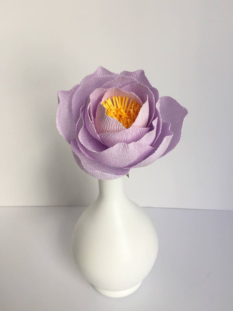 Crepe Paper Lilac Peony Single Stem Paper Flowers Wedding Etsy