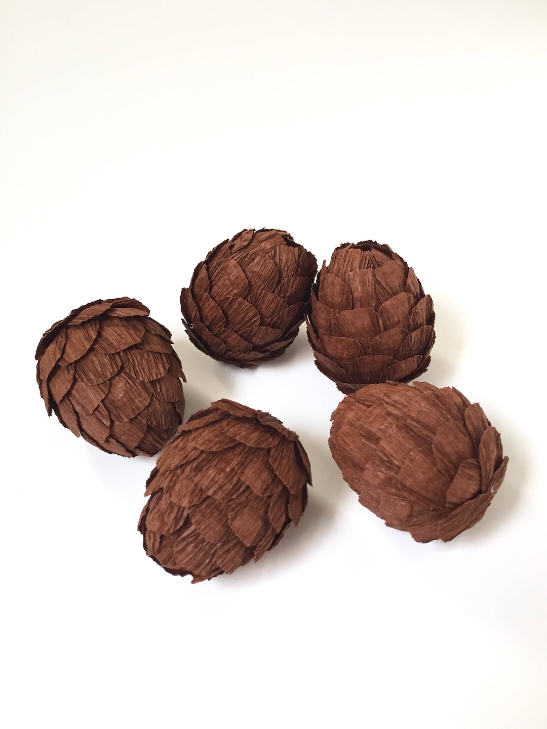 Pinecones Set of 5 Crepe Paper Pinecones Pine Cones Autumn Etsy