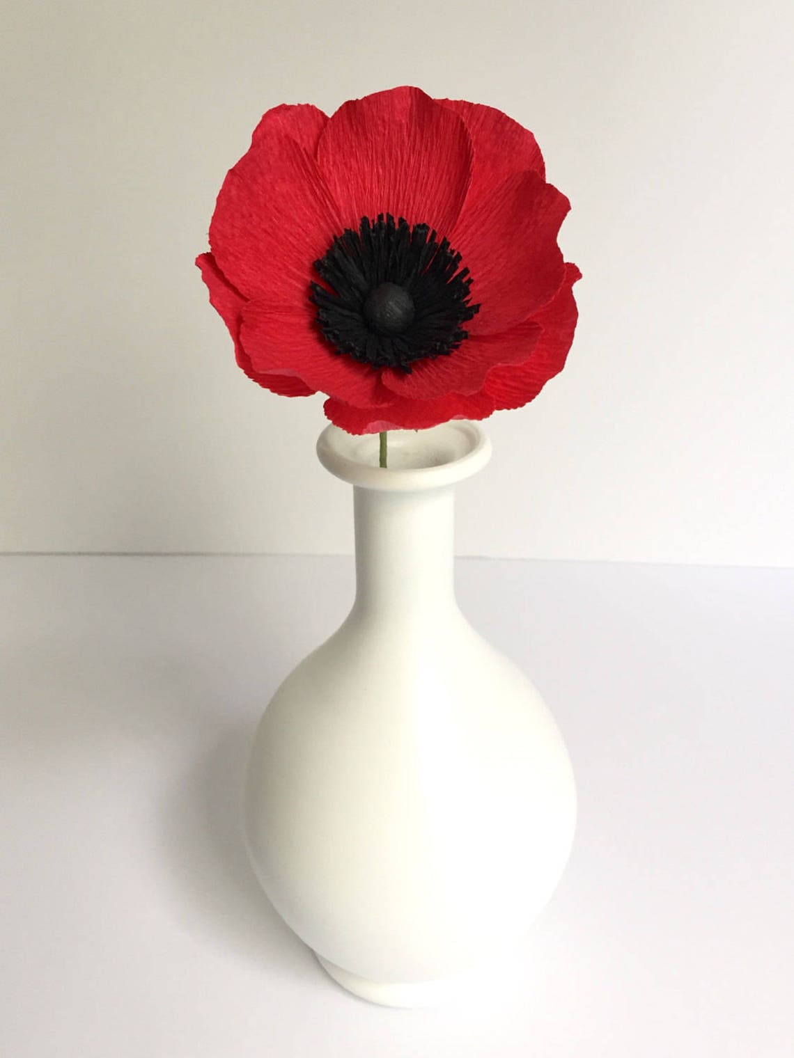 Crepe Paper Anemone Scarlet Single Stem Paper Flowers Etsy