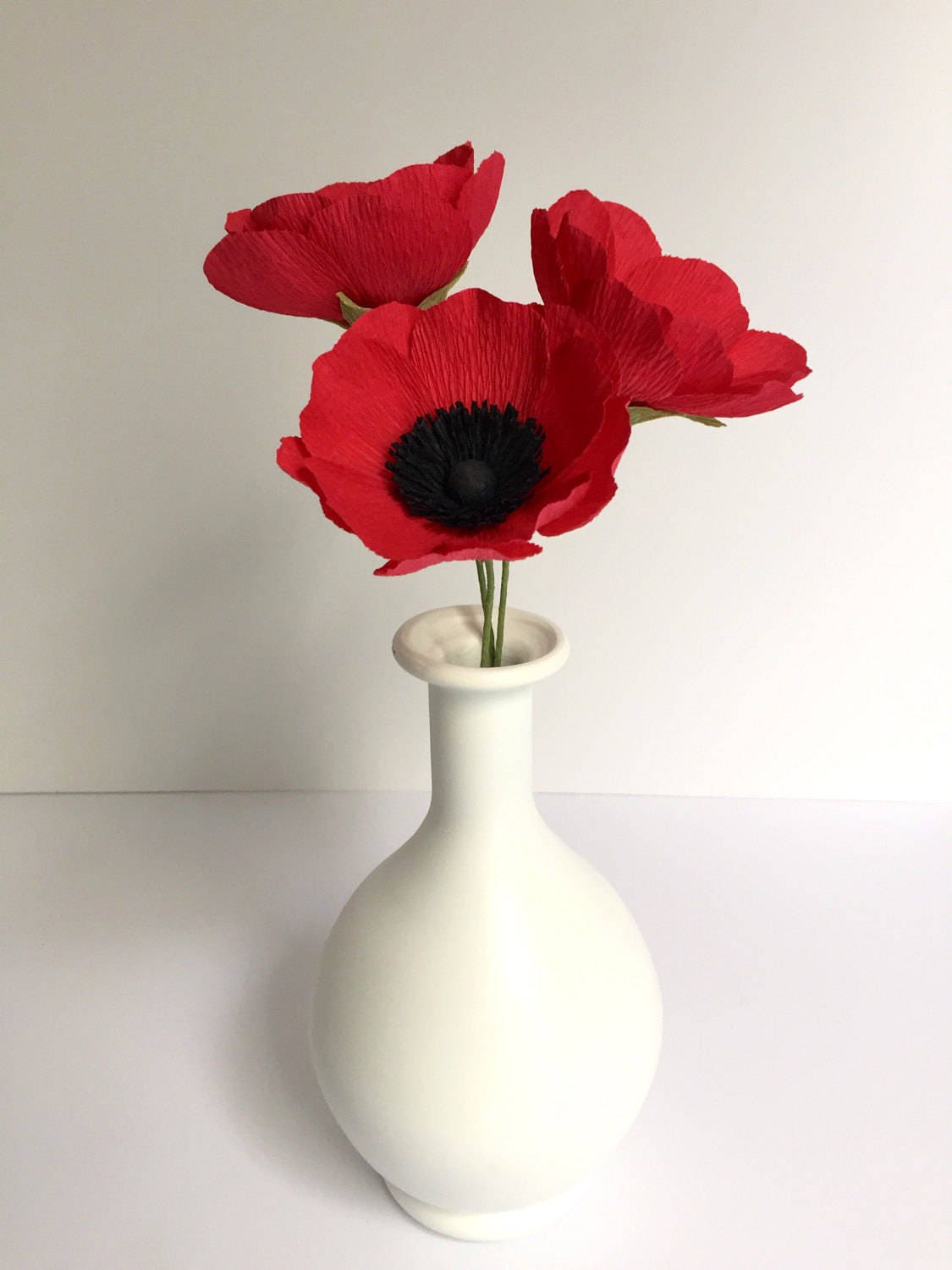 Crepe Paper Anemone Scarlet Single Stem Paper Flowers Etsy
