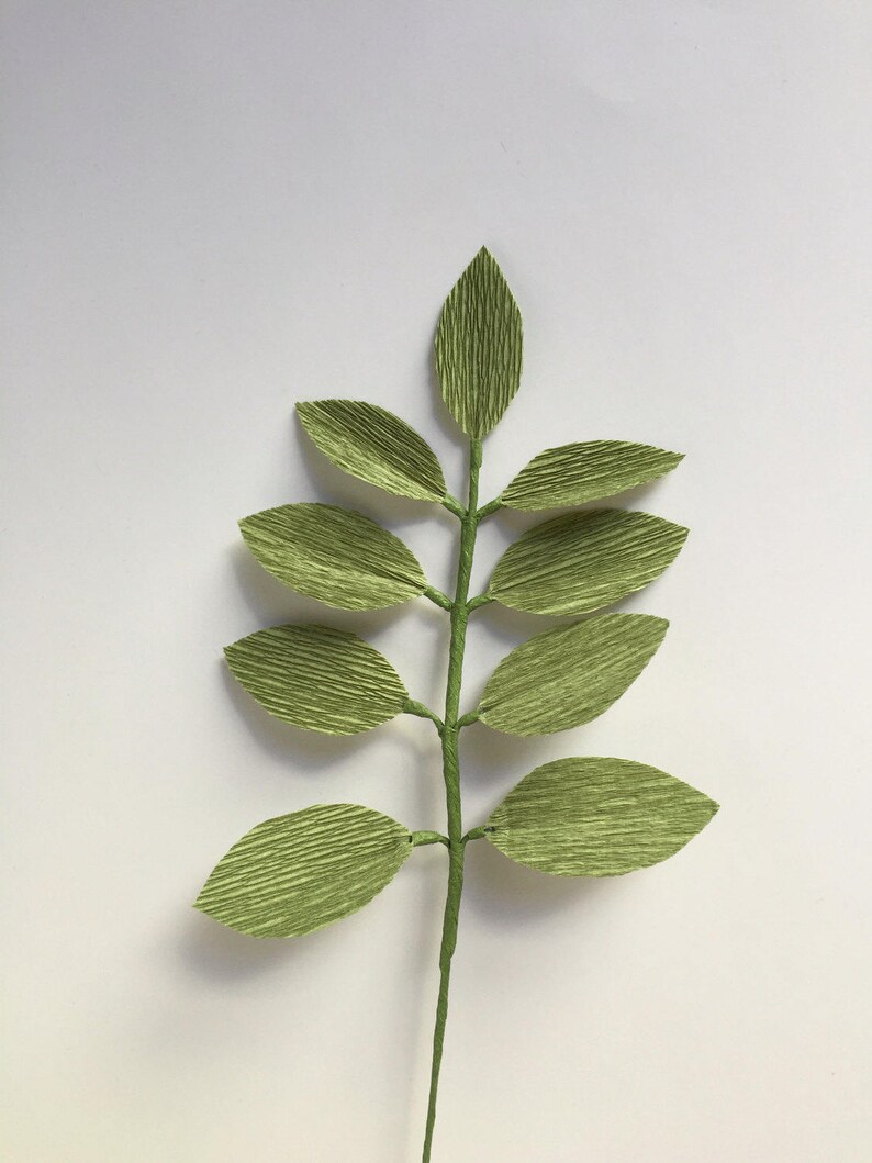 Crepe Paper Leaf Sprig Single Stem Greenery Leaves Home Etsy