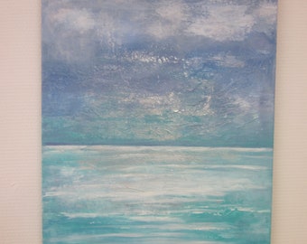 peinture mer tropicale, turquoise, océan, bleu, eau, abstrait