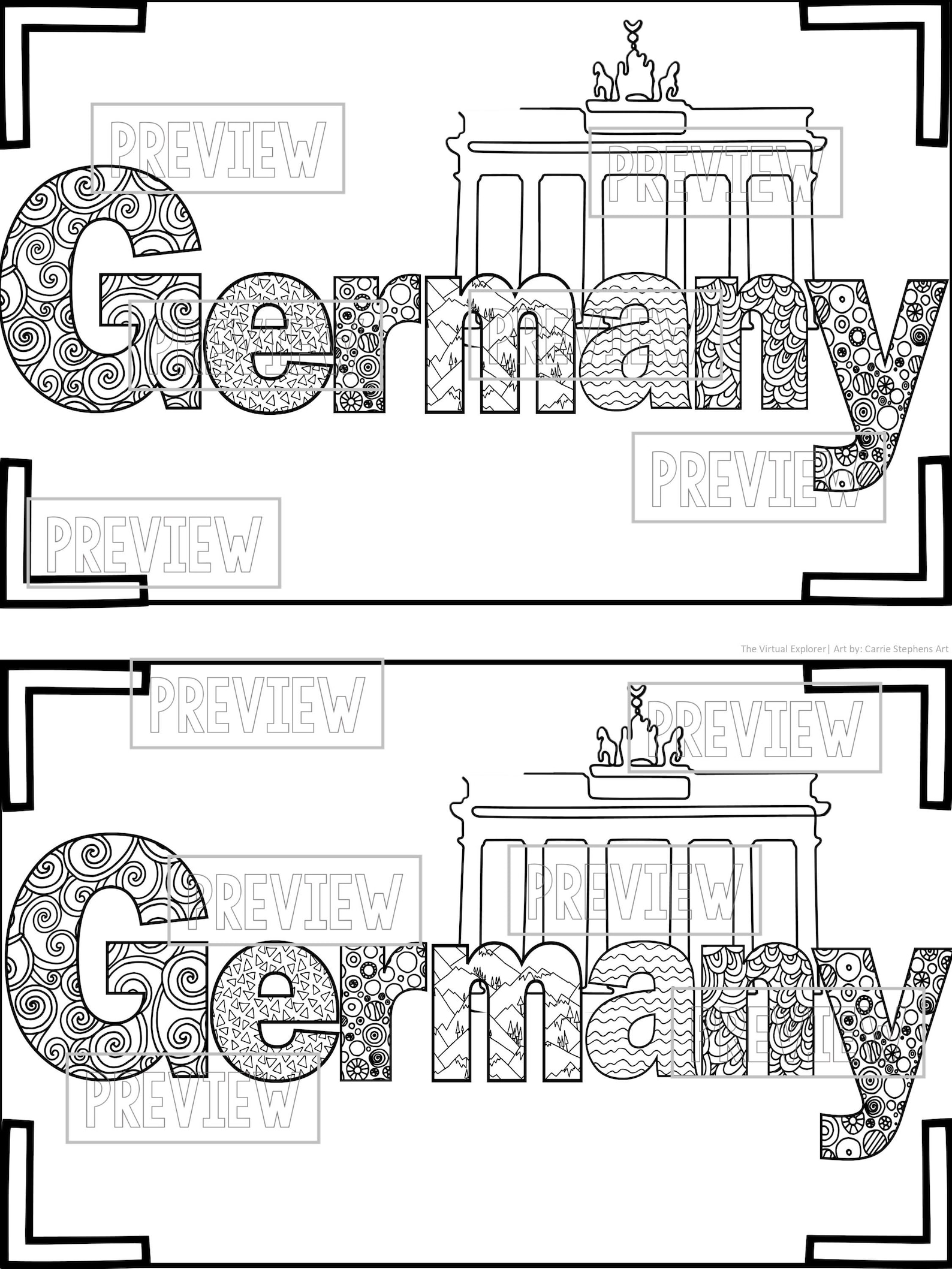 German Coloring Page Germany Coloring Page and Graphic Organizer Country Study Printable ...