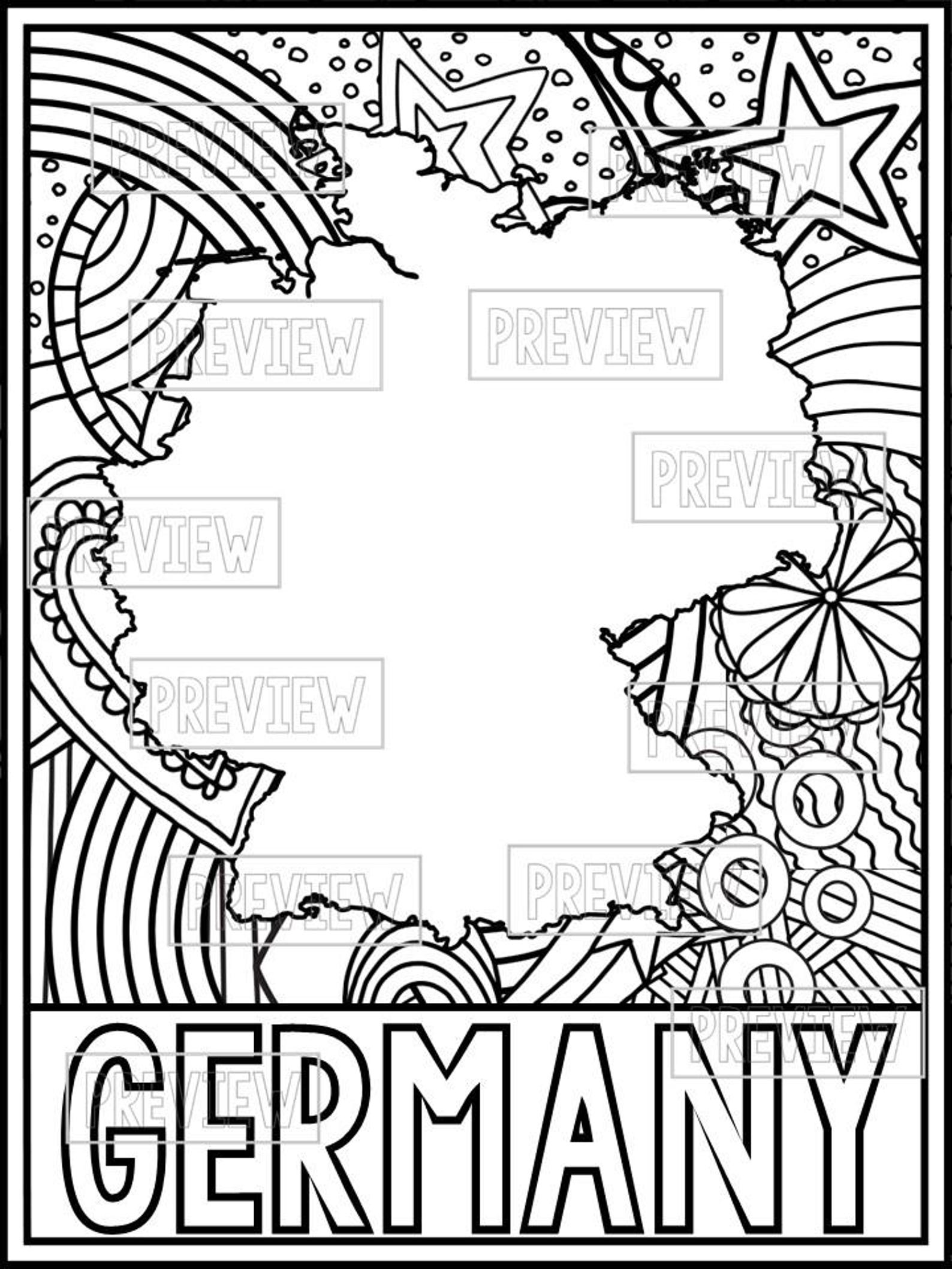 German Coloring Page Germany Coloring Page and Graphic Organizer Country Study Printable ...