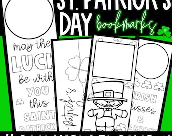 St Patrick's Day Bookmarks Easy no prep St Patty's Day Activity for teachers and homeschoolers