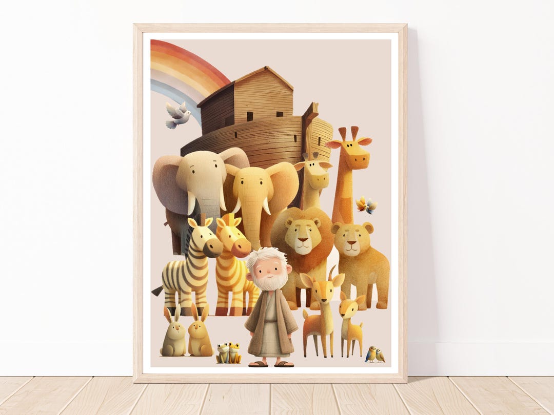 Noah's Ark Nursery Wall Art in 8 Background Colors and Range of Sizes ...