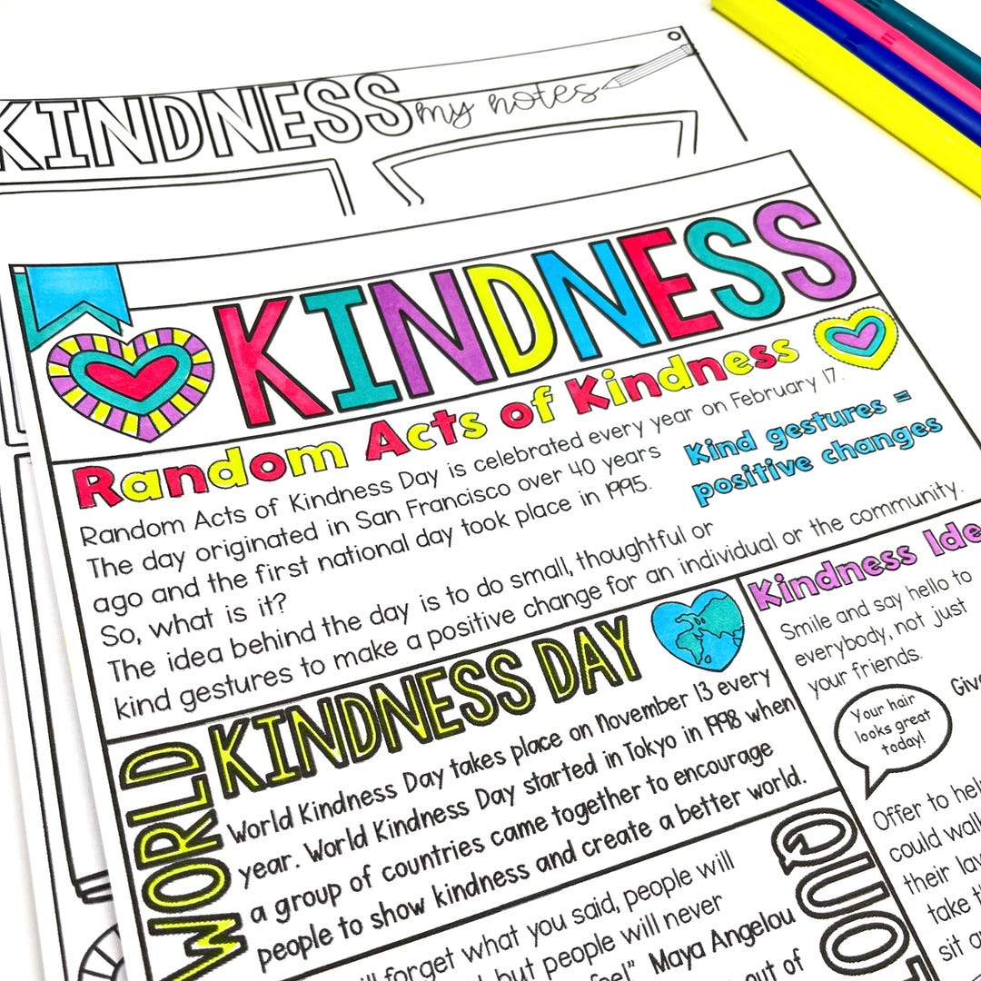 Kindness Coloring Page Infographic - Etsy
