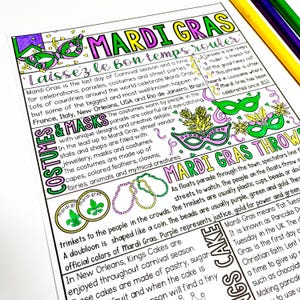 Mardi Gras-activiteiten - Kleurplaat, Mardi Gras Masks Craft, Activiteit Placemat - Mardi Gras Printables voor leraren en thuisonderwijs