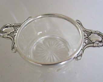 Art Nouveau Sterling Silver & Cut Glass Quaich, Wine Taster, Birmingham 1903