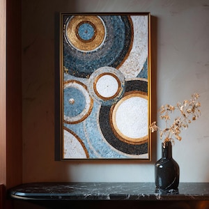 Handgemachte abstrakte Marmor-Mosaik-Wand-Plakette - benutzerdefinierte Mosaik-Fliesen-Wand-Kunst | Handgeschliffene Steinwanddekor | Moderne Marmor Wandbehang