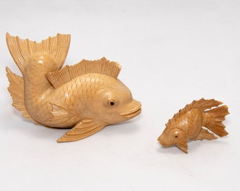 Hand Carved Fish from Bali - Large & Small Fish Hibiscus Wood