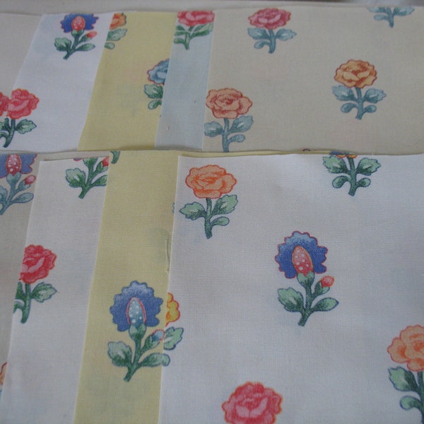 10 Morceaux 14/23 cms tissu Boussac vintage fleurs, toile de coton pour DIY pochettes, patchwork, collage... 02