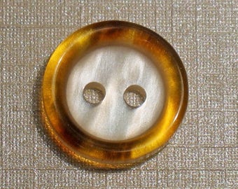 Pearl button appearance, Brown edge, 2 holes, diam.14mm, set of 6 buttons