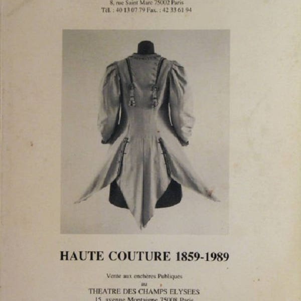 Catalogue d'une vente aux enchères "HAUTE COUTURE" en 1990 à PARIS