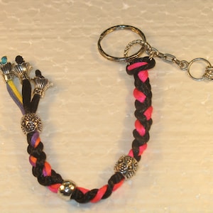 Pink braided keychain image 1