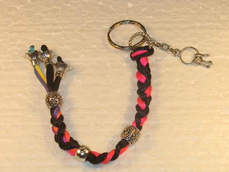 Pink braided keychain image 1