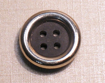 Navy button, metal surround, 4 holes, diam.18mm, set of 6 buttons