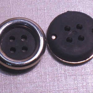Bouton marine, pourtour en métal, 4 trous, diam.18mm, lot de 6 boutons image 2
