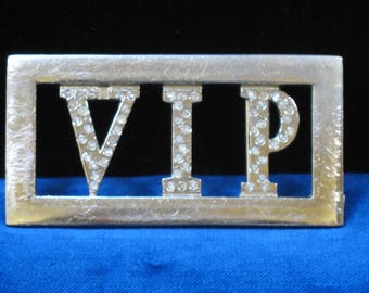 White metal, slogan V.I.P belt buckle