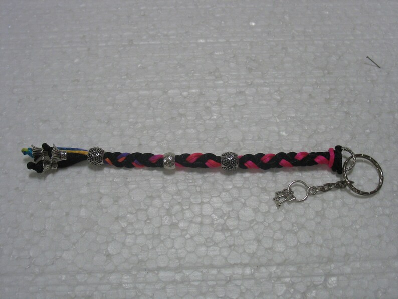 Pink braided keychain image 2