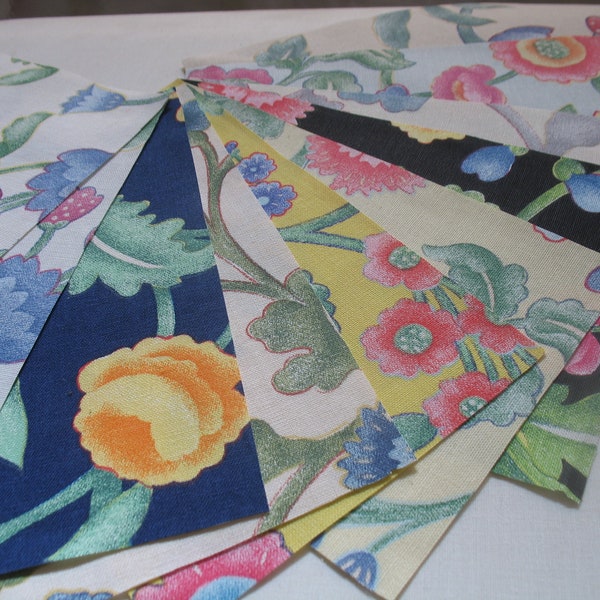 10 Morceaux 14/23 cms tissu Boussac vintage grosses fleurs, toile de coton pour DIY pochettes, patchwork, collage... 03