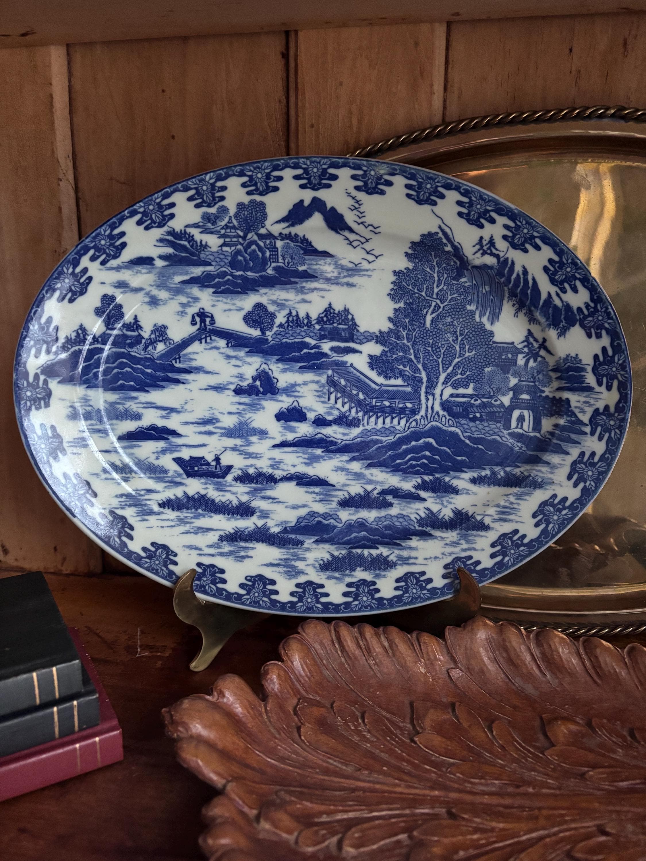 Blue Willow Platter Japan - Etsy
