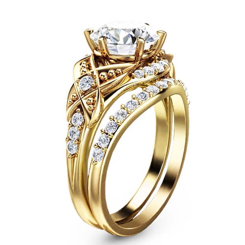 Half Eternity Engagement Ring 14K Yellow Gold 1CT Lab Grown - Etsy