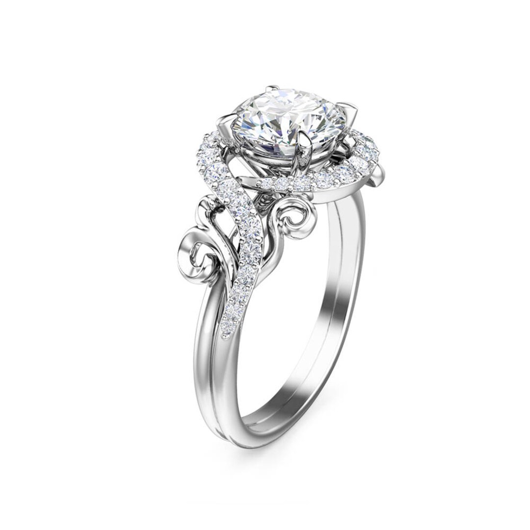 Unique Lab Created Diamond Engagement Ring Unique Rings Unique Etsy