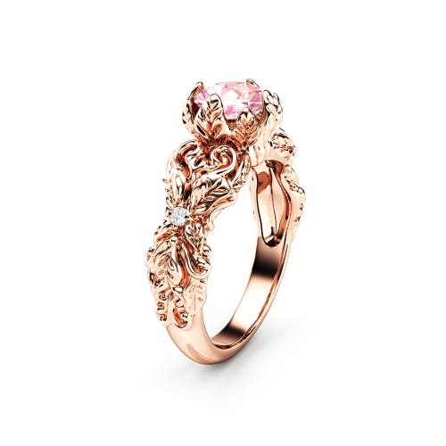 Art Nouveau Moissanite Engagement Ring 14K Rose Gold Ring - Etsy