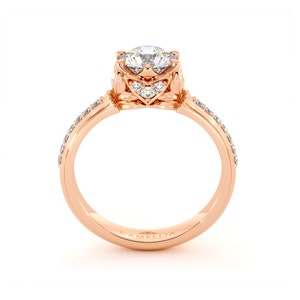 Lovely Moissanite Engagement Ring 14K Gold Natural Diamonds Classic Camellia Rings 14K Rose Gold