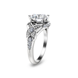 2 Ct Moissanite Vintage Engagement Ring 14K White Gold Engagement Ring Vintage Moissanite Ring