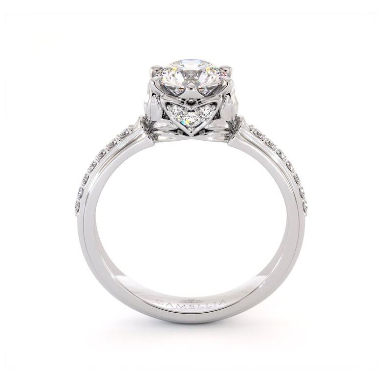 Lovely Moissanite Engagement Ring 14K Gold Natural Diamonds Classic Camellia Rings 14K White Gold