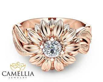 Anillo de compromiso en forma de girasol clearance