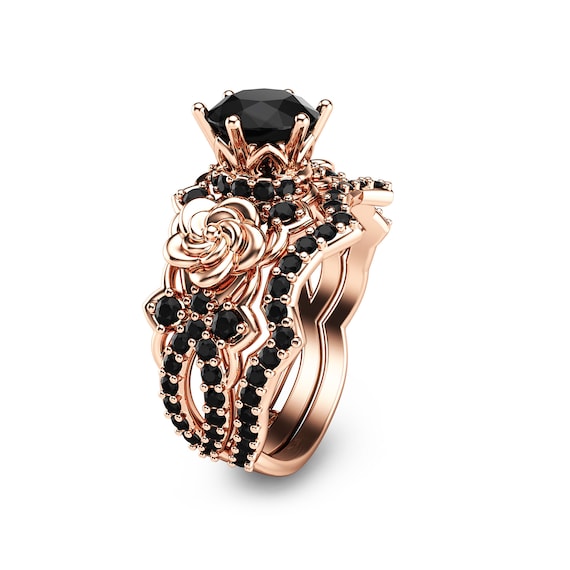 Natural black hotsell diamond wedding rings