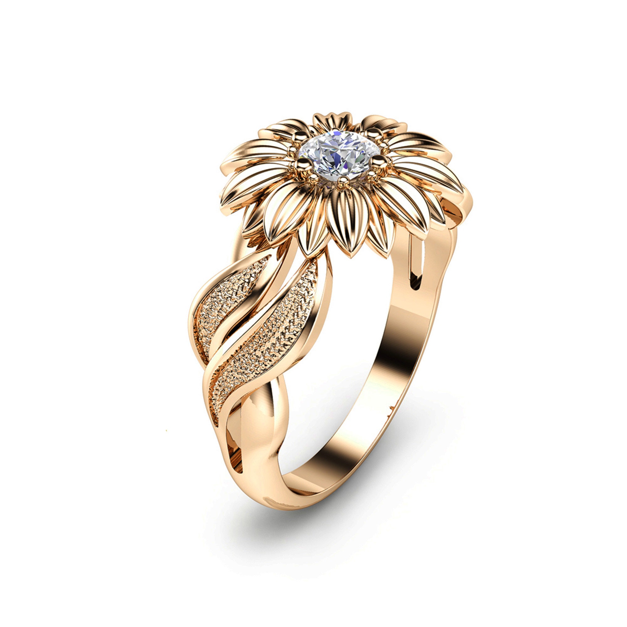 White gold sunflower ring clearance