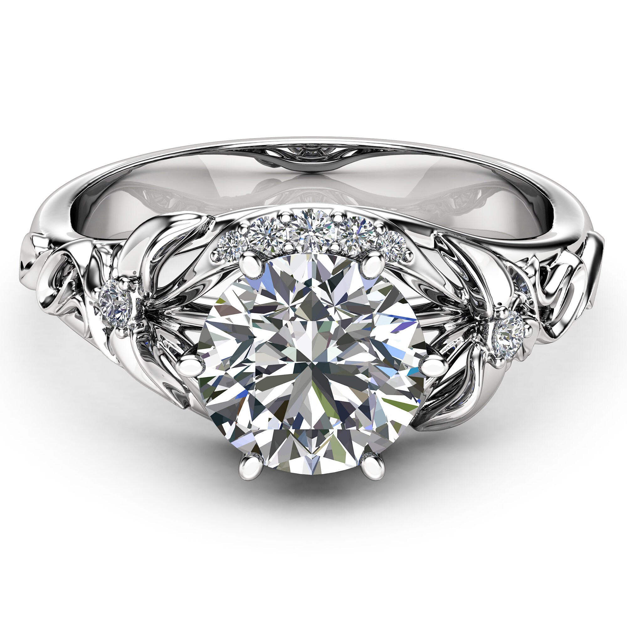 2Ct Moissanite Ring Moissanite Engagement Ring Unique Wedding Etsy