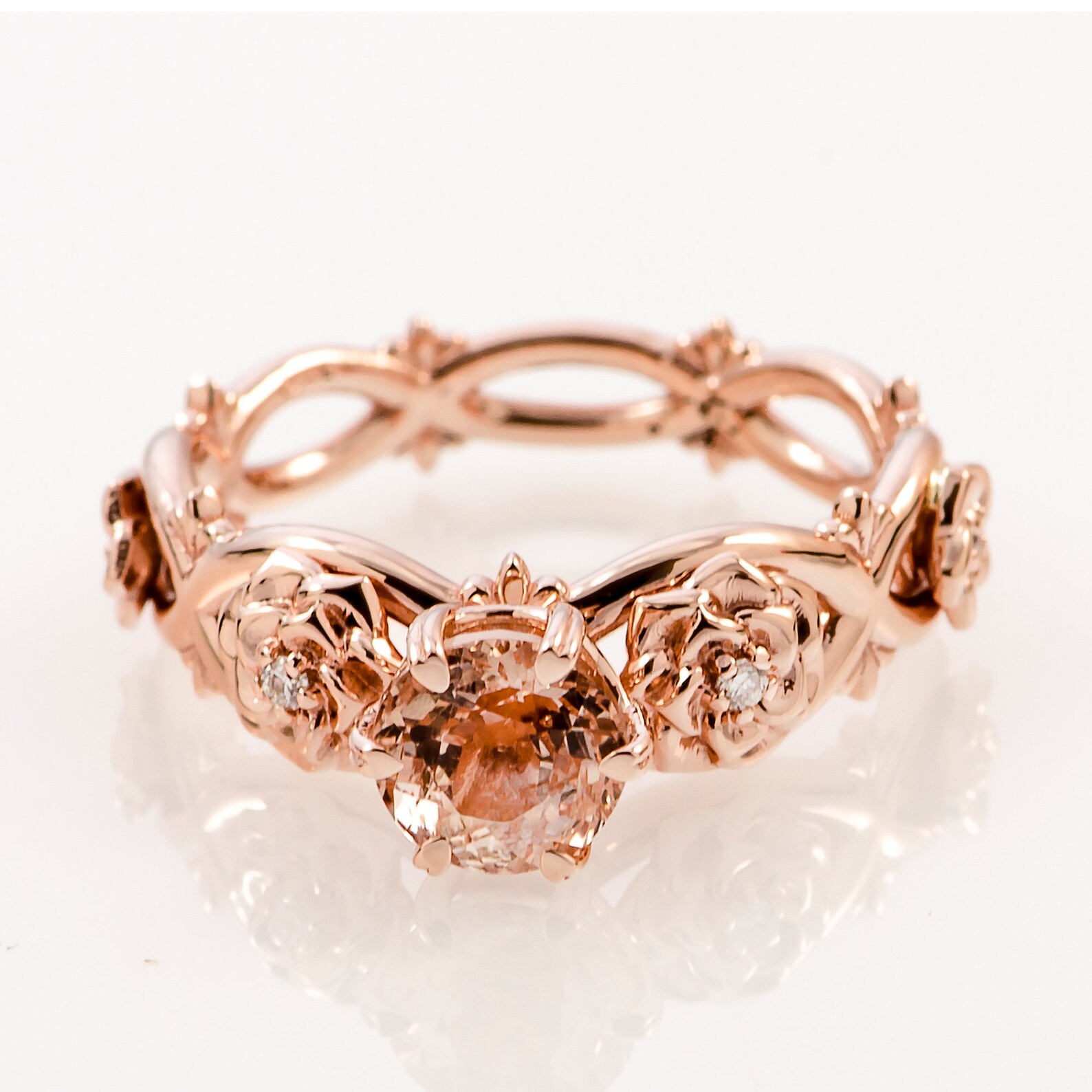 14K Rose Gold Bridal Set Rose Gold Bridal Set Etsy