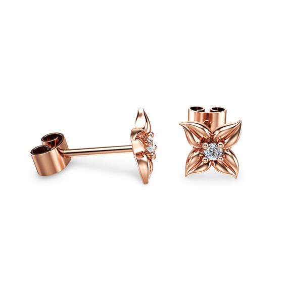 Single Juliets Rose Stud Earring 14K